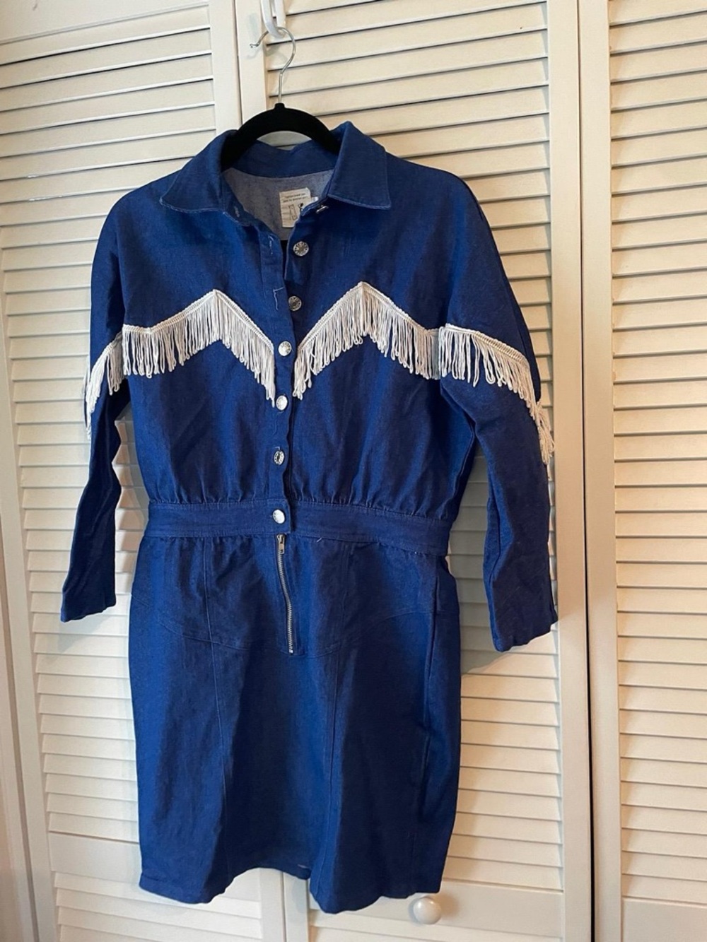 Fashion Brand Company Blue Denim fringe western mini dress small s